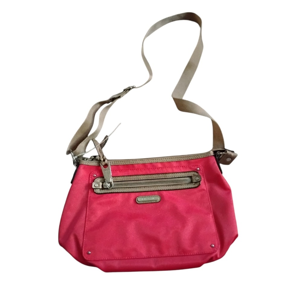 Dana Buchman Pink Nylon Crossbody Bag Tan Trim Adjustable Strap